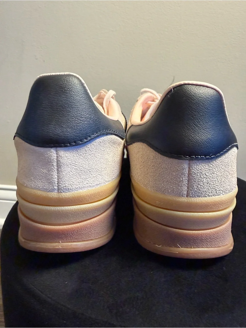 adidas Gazelle Platform Sneakers in Pale Pink with Black Stripes